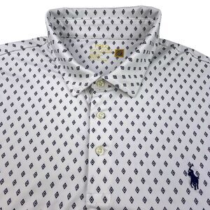 Polo Ralph Lauren Performance Shirt Mens Size 2XL White Geometric Golf Stretch